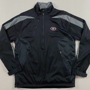 Antigua Georgia Bulldogs 1/2 Zip Jacket Mens Medium Black Windbreaker Foolball